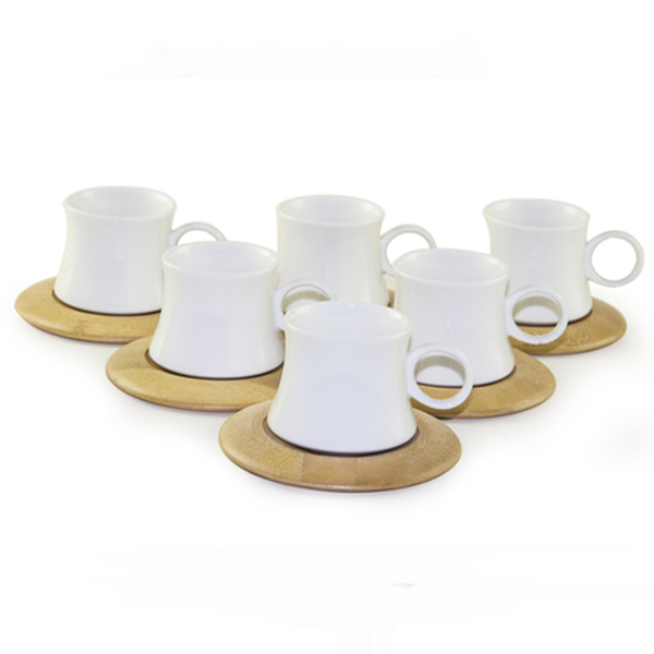 6 tasses à café sur support bambou - Maison Futée
