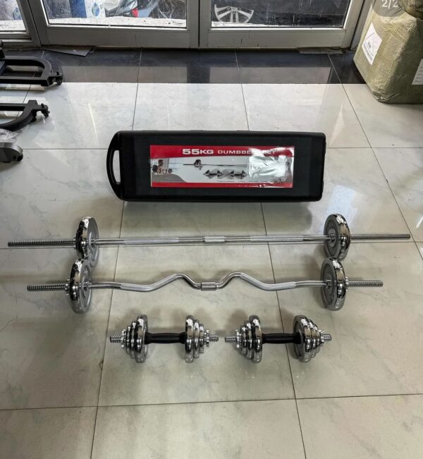 Valise Haltère de musculation 55kg avec 2 barres